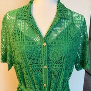 All Saints Green Lace Button-Up Dress NWT size 8
